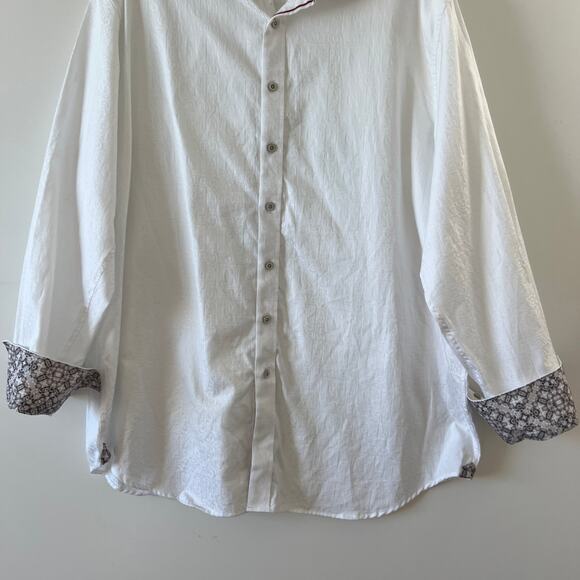 Robert Graham White Flip Cuff White Button Shirt Mens 1X - Picture 1 of 16